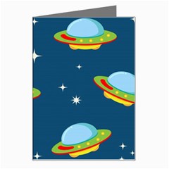 Seamless Pattern Ufo With Star Space Galaxy Background Greeting Card