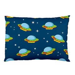 Seamless Pattern Ufo With Star Space Galaxy Background Pillow Case by Wegoenart