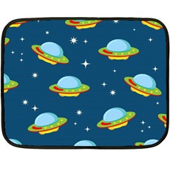 Seamless Pattern Ufo With Star Space Galaxy Background Fleece Blanket (mini) by Wegoenart