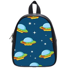 Seamless Pattern Ufo With Star Space Galaxy Background School Bag (small) by Wegoenart