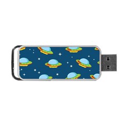 Seamless Pattern Ufo With Star Space Galaxy Background Portable Usb Flash (one Side) by Wegoenart