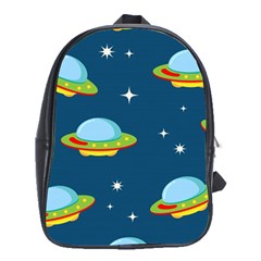 Seamless Pattern Ufo With Star Space Galaxy Background School Bag (xl) by Wegoenart