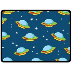 Seamless Pattern Ufo With Star Space Galaxy Background Double Sided Fleece Blanket (large)  by Wegoenart