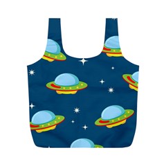 Seamless Pattern Ufo With Star Space Galaxy Background Full Print Recycle Bag (m) by Wegoenart