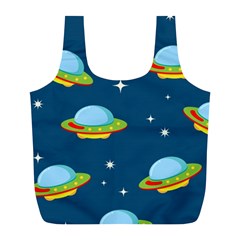 Seamless Pattern Ufo With Star Space Galaxy Background Full Print Recycle Bag (l) by Wegoenart