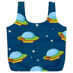 Seamless Pattern Ufo With Star Space Galaxy Background Full Print Recycle Bag (xl) by Wegoenart