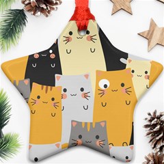 Seamless Pattern Cute Cat Cartoons Ornament (star) by Wegoenart