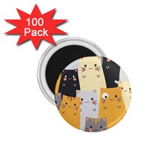 Seamless Pattern Cute Cat Cartoons 1 75  Magnets (100 Pack)  by Wegoenart