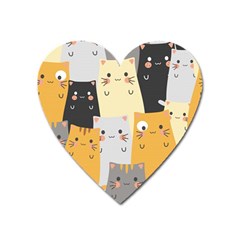 Seamless Pattern Cute Cat Cartoons Heart Magnet by Wegoenart