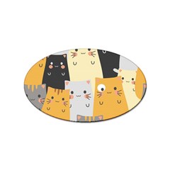 Seamless Pattern Cute Cat Cartoons Sticker Oval (100 Pack) by Wegoenart