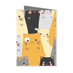 Seamless Pattern Cute Cat Cartoons Mini Greeting Cards (pkg Of 8)