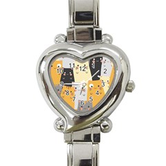 Seamless Pattern Cute Cat Cartoons Heart Italian Charm Watch by Wegoenart