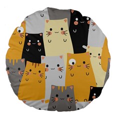 Seamless Pattern Cute Cat Cartoons Large 18  Premium Flano Round Cushions by Wegoenart