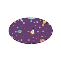 Space Travels Seamless Pattern Vector Cartoon Sticker Oval (10 Pack) by Wegoenart