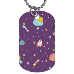 Space Travels Seamless Pattern Vector Cartoon Dog Tag (two Sides) by Wegoenart