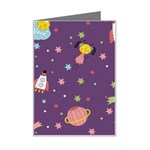 Space Travels Seamless Pattern Vector Cartoon Mini Greeting Card Left