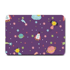 Space Travels Seamless Pattern Vector Cartoon Small Doormat by Wegoenart