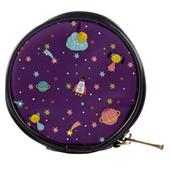 Space Travels Seamless Pattern Vector Cartoon Mini Makeup Bag by Wegoenart