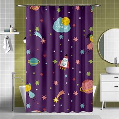 Space Travels Seamless Pattern Vector Cartoon Shower Curtain 48  X 72  (small)  by Wegoenart