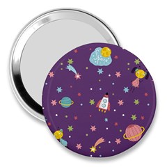 Space Travels Seamless Pattern Vector Cartoon 3  Handbag Mirrors by Wegoenart