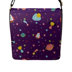 Space Travels Seamless Pattern Vector Cartoon Flap Closure Messenger Bag (l) by Wegoenart