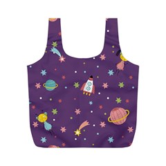 Space Travels Seamless Pattern Vector Cartoon Full Print Recycle Bag (m) by Wegoenart