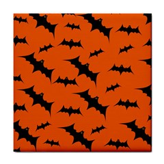 Halloween Card With Bats Flying Pattern Tile Coaster