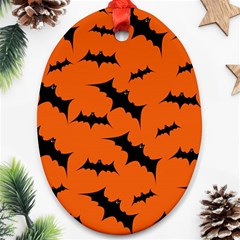 Halloween Card With Bats Flying Pattern Ornament (Oval)