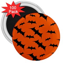 Halloween Card With Bats Flying Pattern 3  Magnets (100 pack)