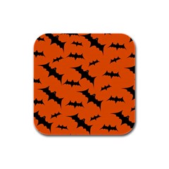 Halloween Card With Bats Flying Pattern Rubber Square Coaster (4 pack)