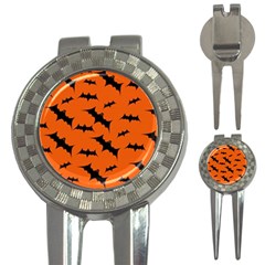 Halloween Card With Bats Flying Pattern 3-in-1 Golf Divots by Wegoenart