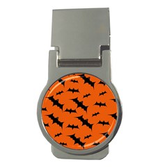 Halloween Card With Bats Flying Pattern Money Clips (Round) 