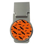 Halloween Card With Bats Flying Pattern Money Clips (Round)  Front