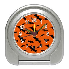 Halloween Card With Bats Flying Pattern Travel Alarm Clock