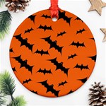 Halloween Card With Bats Flying Pattern Round Ornament (Two Sides) Front