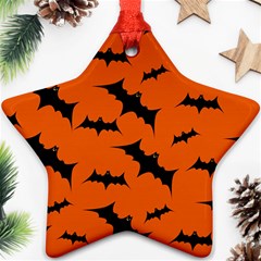 Halloween Card With Bats Flying Pattern Star Ornament (Two Sides)