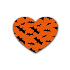 Halloween Card With Bats Flying Pattern Rubber Coaster (Heart)