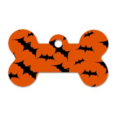 Halloween Card With Bats Flying Pattern Dog Tag Bone (One Side)