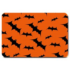 Halloween Card With Bats Flying Pattern Large Doormat by Wegoenart