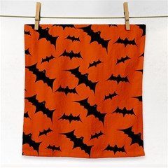 Halloween Card With Bats Flying Pattern Face Towel by Wegoenart