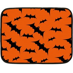 Halloween Card With Bats Flying Pattern Double Sided Fleece Blanket (mini)  by Wegoenart