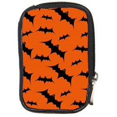 Halloween Card With Bats Flying Pattern Compact Camera Leather Case