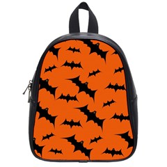 Halloween Card With Bats Flying Pattern School Bag (Small)