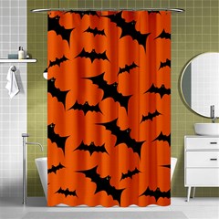 Halloween Card With Bats Flying Pattern Shower Curtain 48  x 72  (Small) 