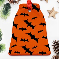 Halloween Card With Bats Flying Pattern Ornament (Bell)