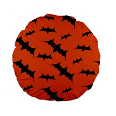 Halloween Card With Bats Flying Pattern Standard 15  Premium Round Cushions by Wegoenart