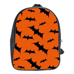 Halloween Card With Bats Flying Pattern School Bag (XL)