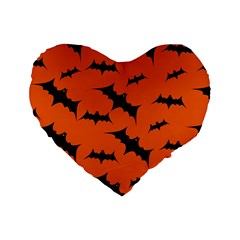 Halloween Card With Bats Flying Pattern Standard 16  Premium Heart Shape Cushions by Wegoenart