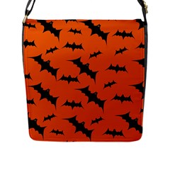 Halloween Card With Bats Flying Pattern Flap Closure Messenger Bag (L)