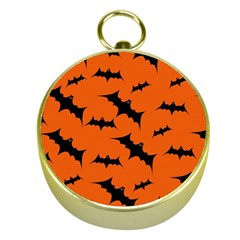 Halloween Card With Bats Flying Pattern Gold Compasses